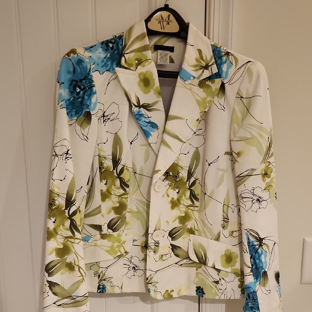 Floral Women's Blazer in Blue and Green